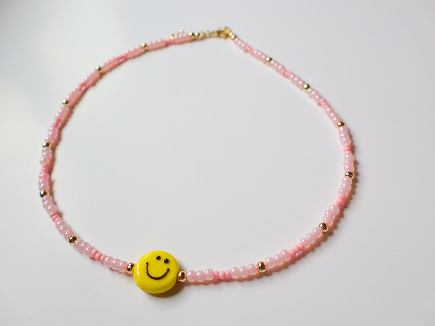 Happy in Pink Beaded Necklace