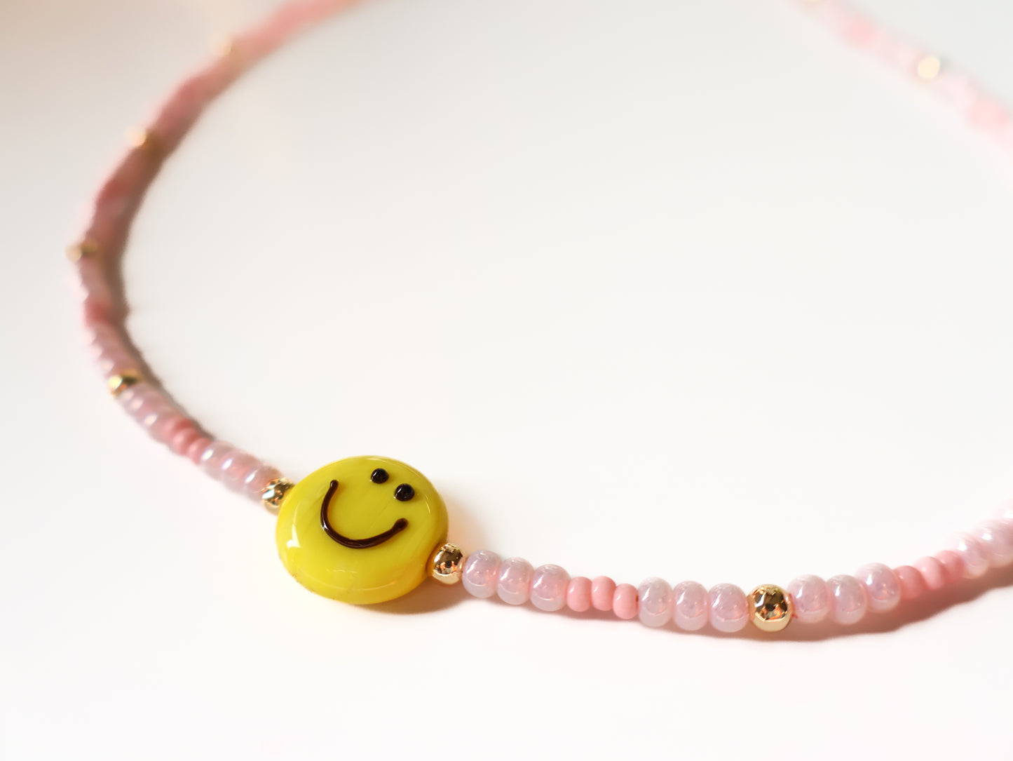 Happy in Pink Beaded Necklace