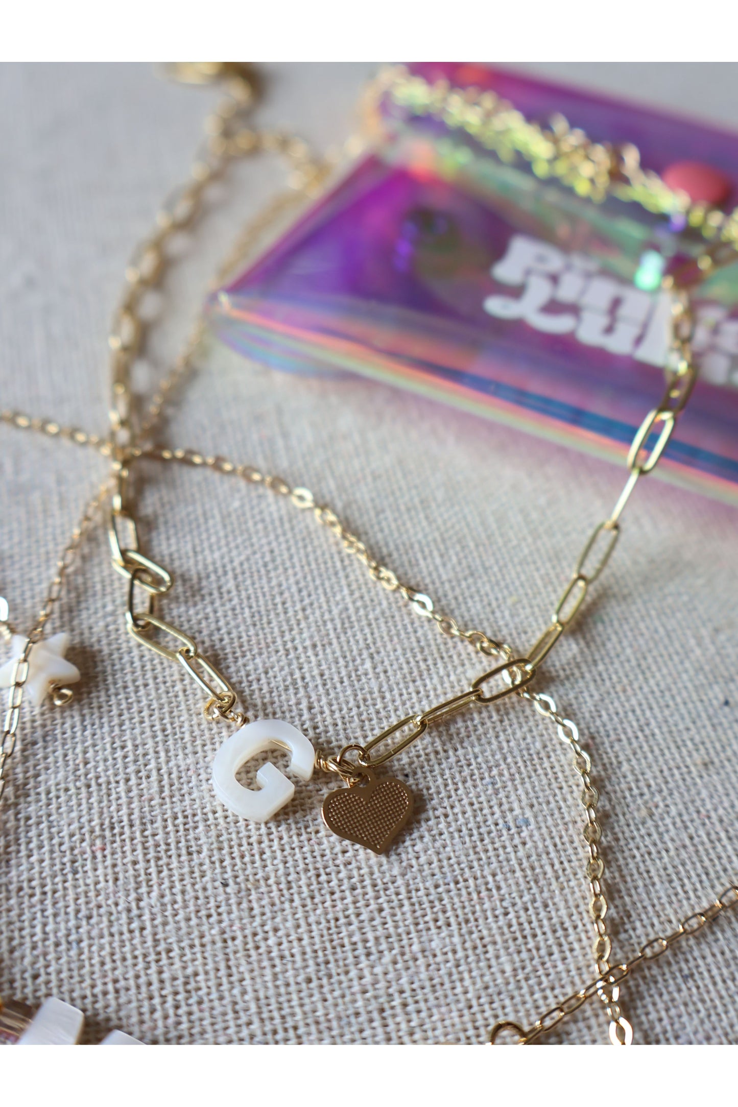 Initial Mother of Pearl Necklace with Charm
