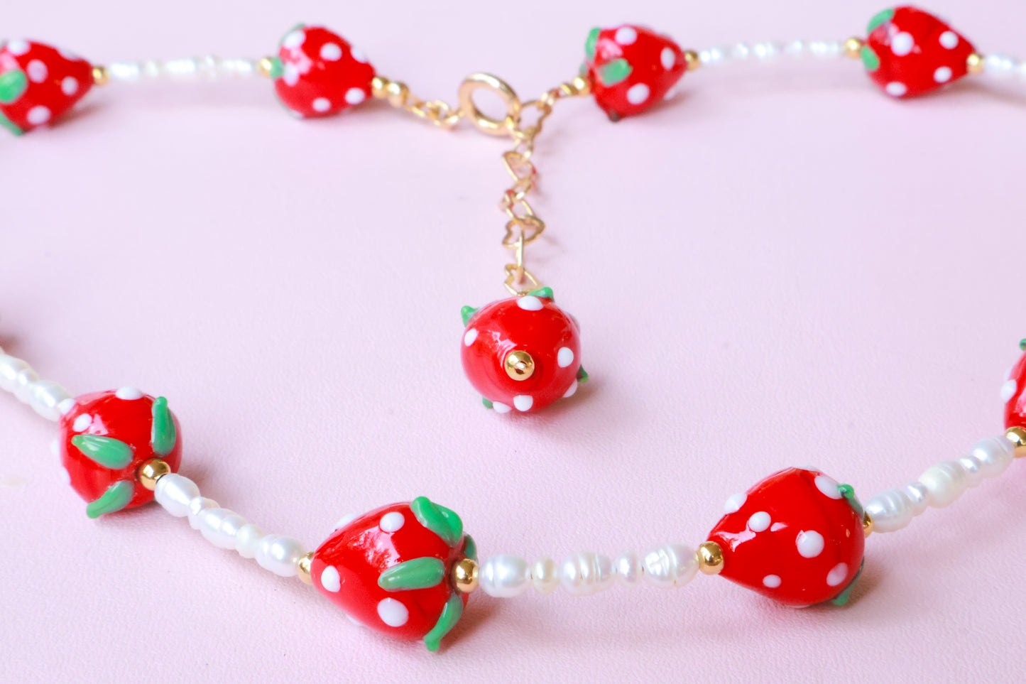 Berry Sweet Pearl Necklace – Handmade with Cultured Pearls & Glass Beads