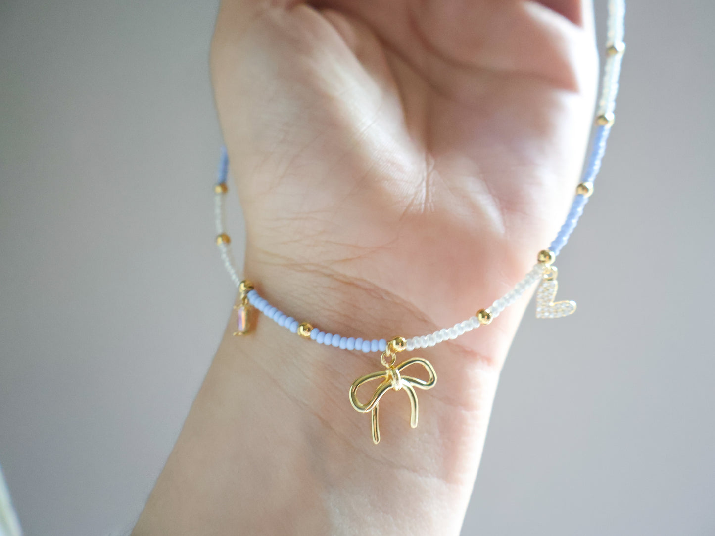 Light Blue Danty Bow Necklace
