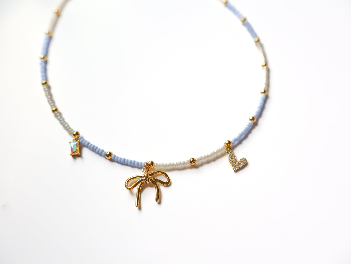 Light Blue Danty Bow Necklace