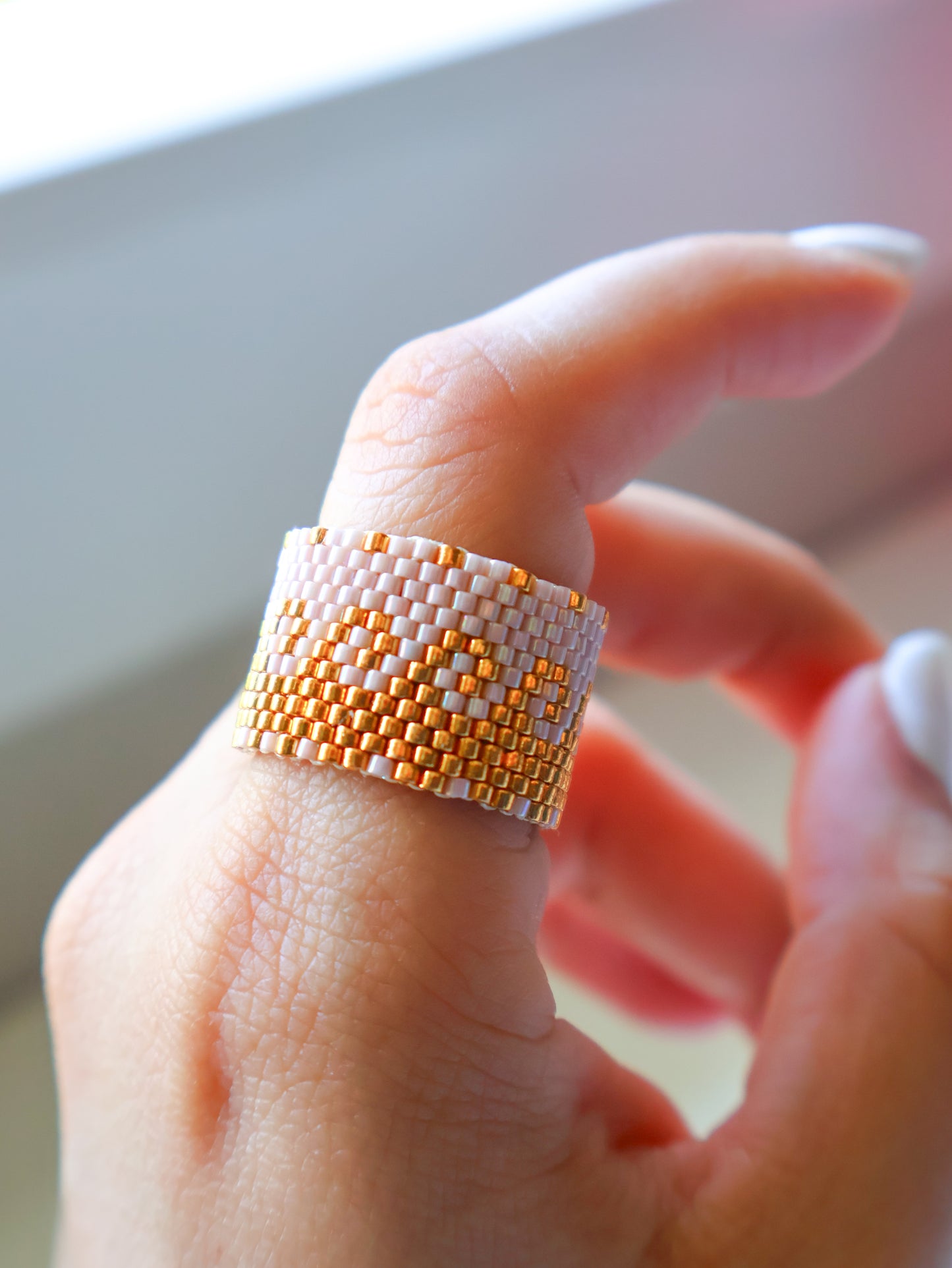 Pink Gold Wave - Miyuki Ring