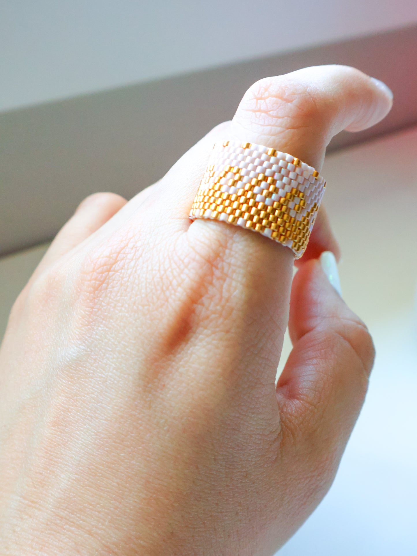 Pink Gold Wave - Miyuki Ring