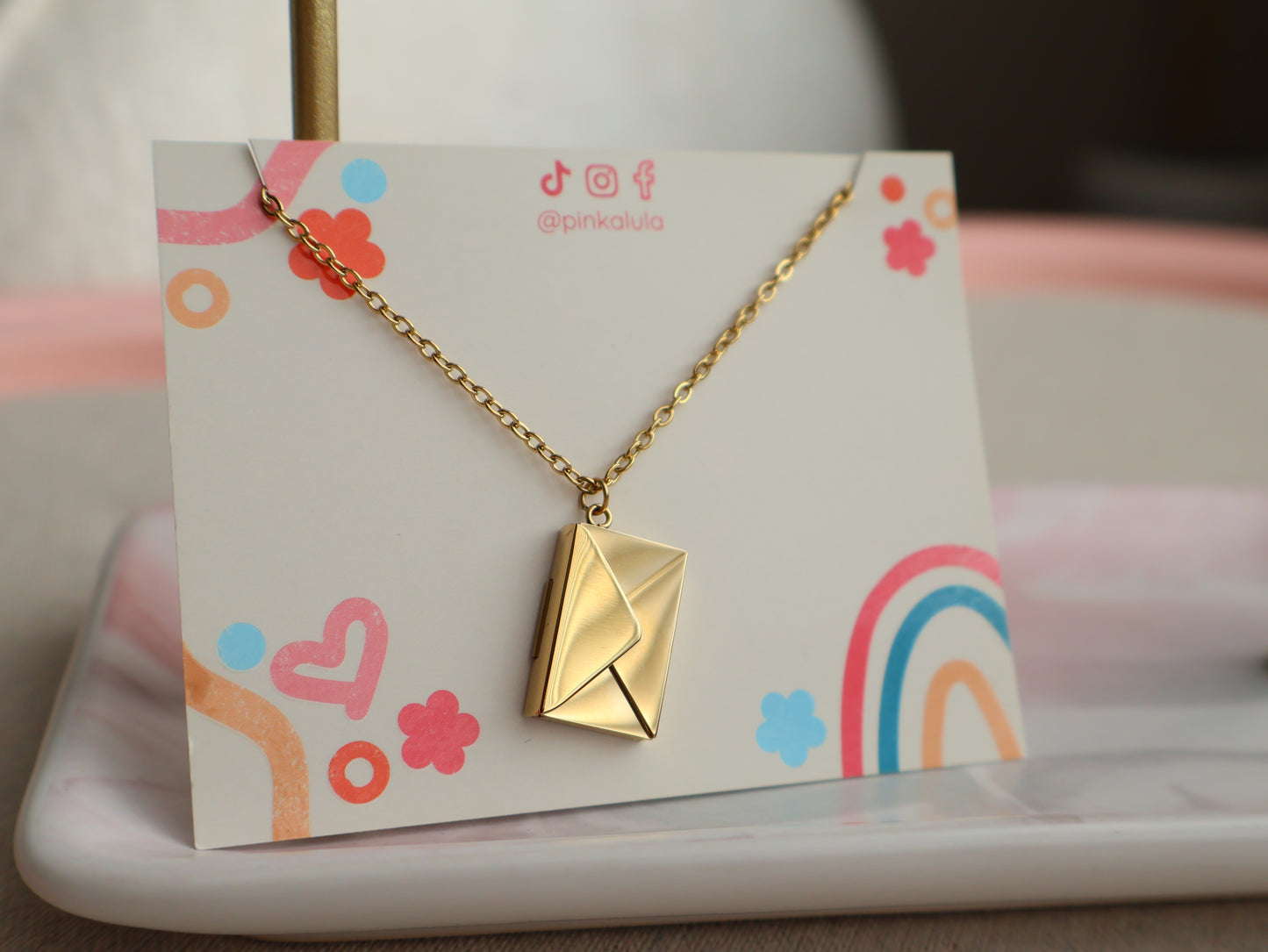 Envelope Note Engraving Necklace