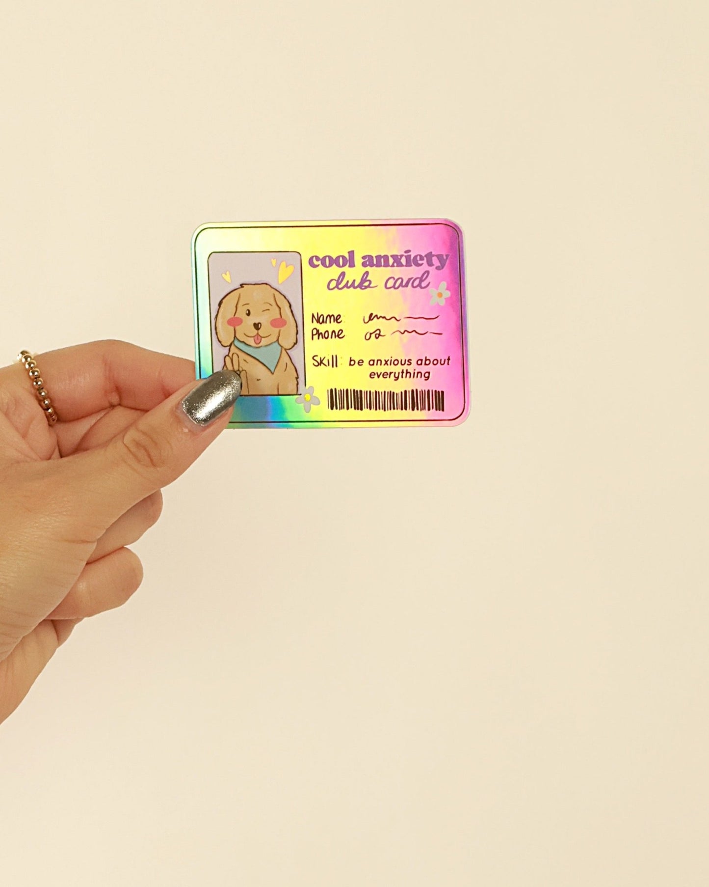 Holographic Anxiety Club Card - Sticker