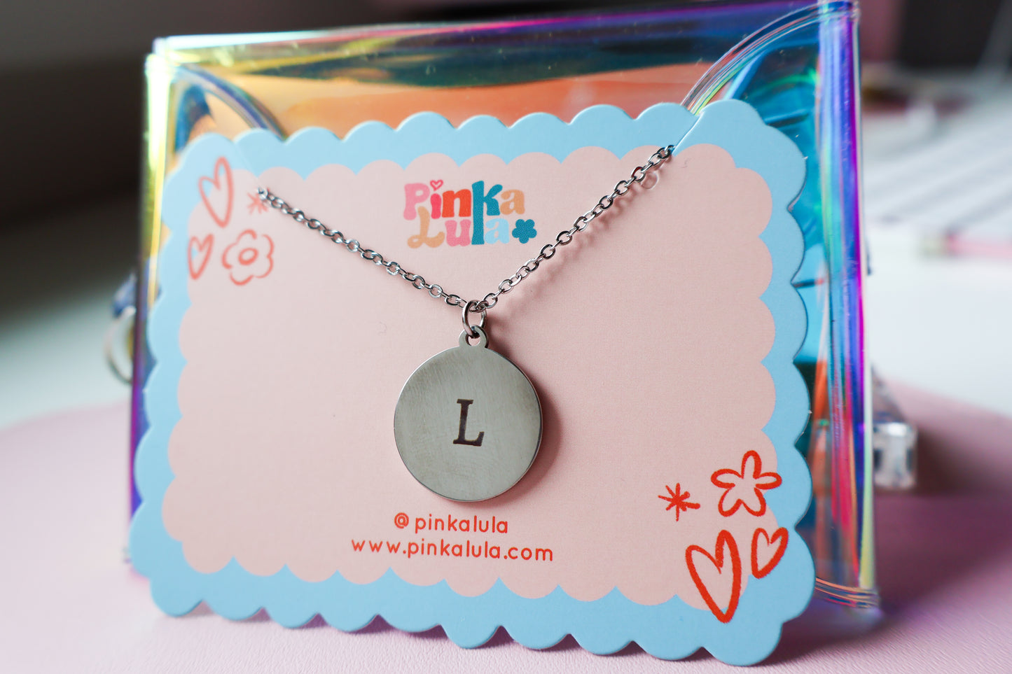 Initial round circle necklace