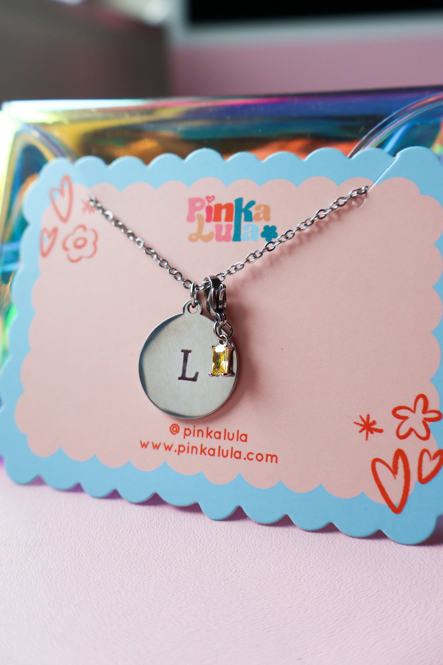Initial round circle necklace