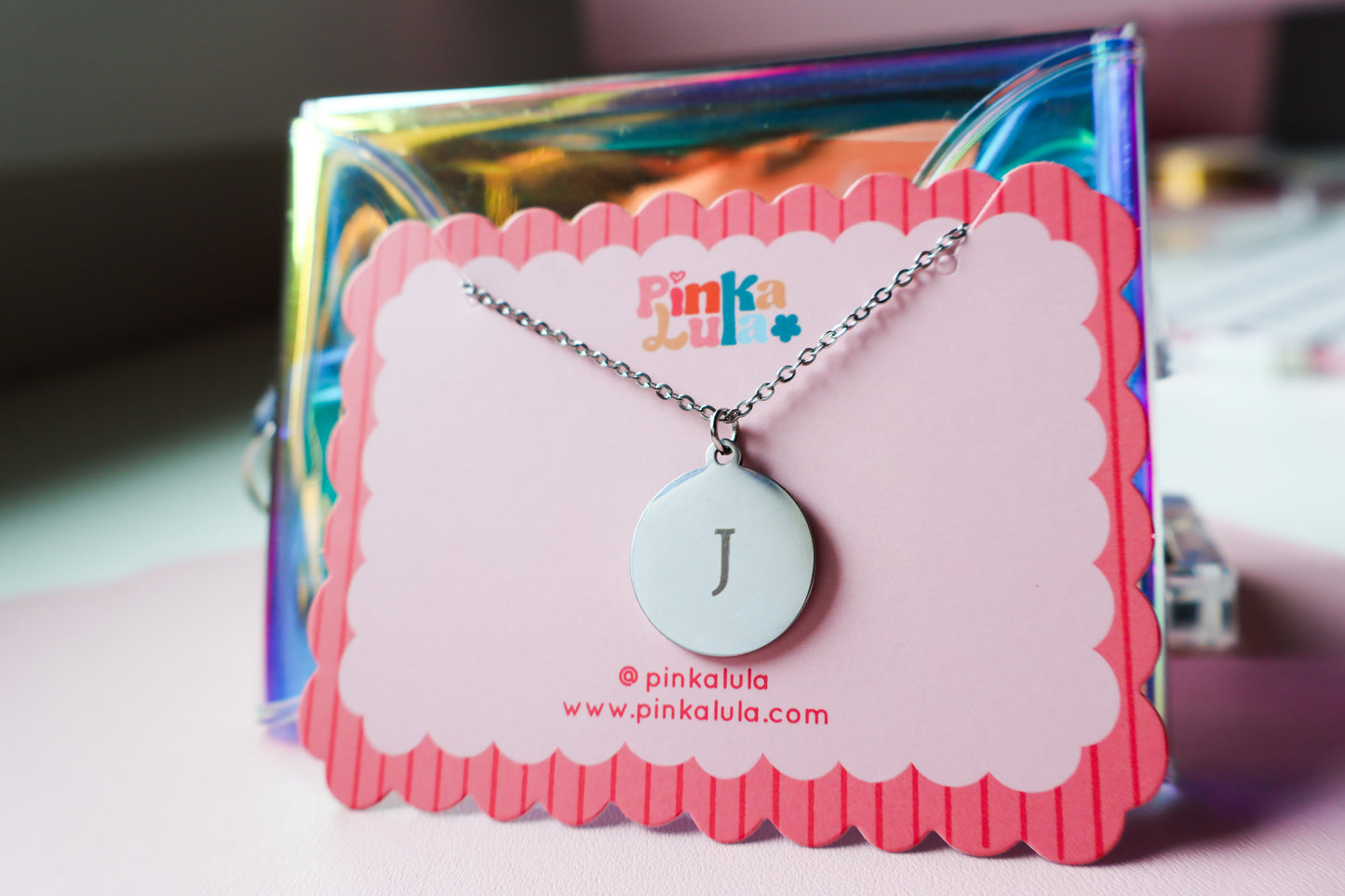 Initial round circle necklace