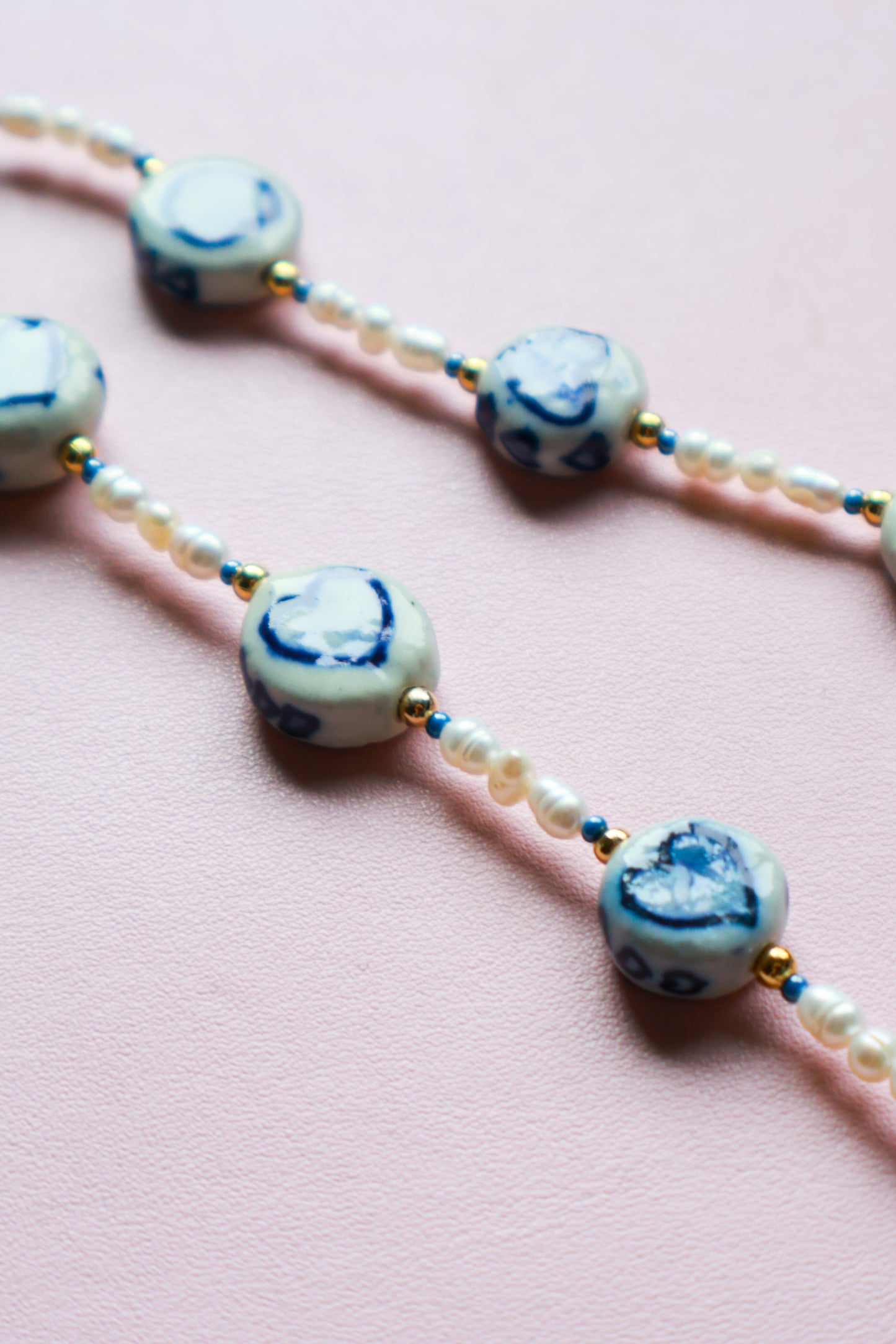 Blue Porcelain Heart Necklace