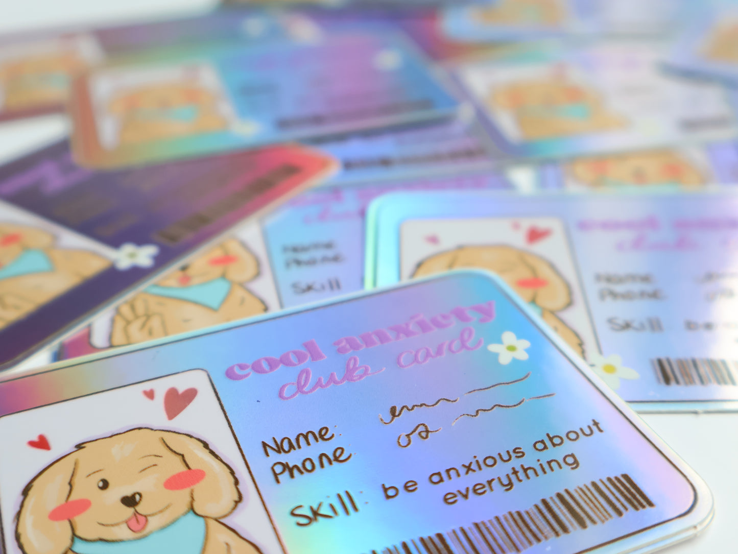 Holographic Anxiety Club Card - Sticker