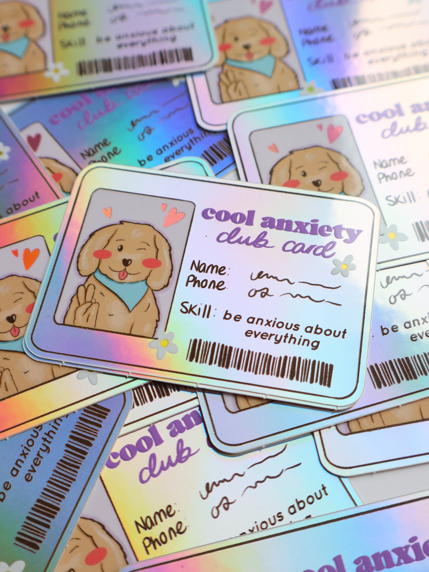 Holographic Anxiety Club Card - Sticker