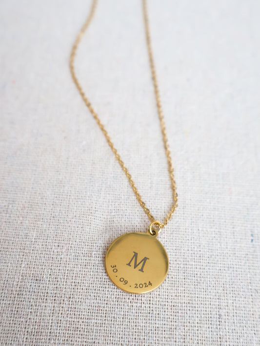 Initial round circle necklace