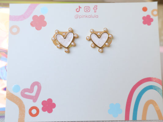 Pearl Heart Earrings