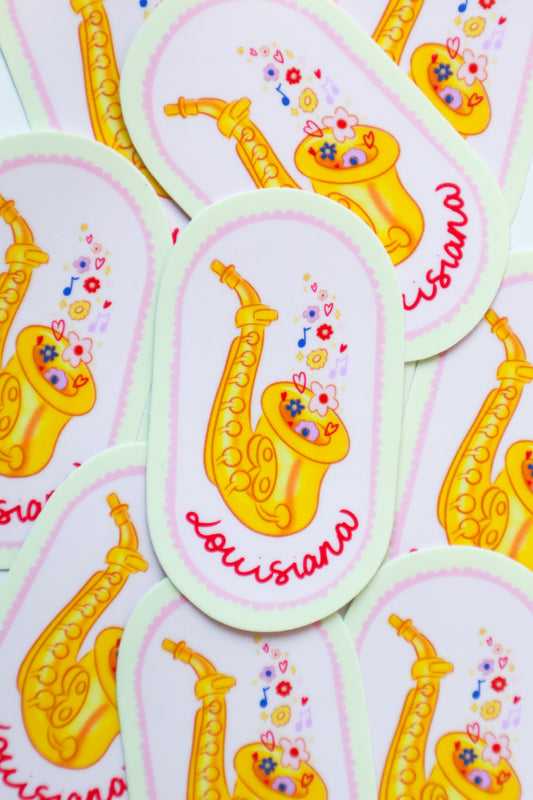 Louisiana Jazz Saxophone Vinyl Waterproof Sticker