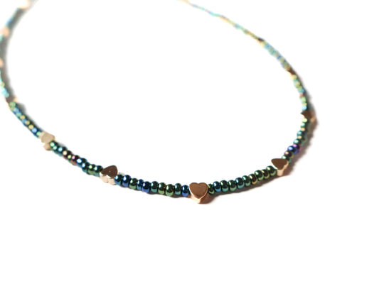 Green/Blue Metallic Heart Necklace