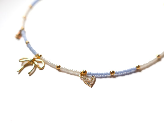 Light Blue Danty Bow Necklace